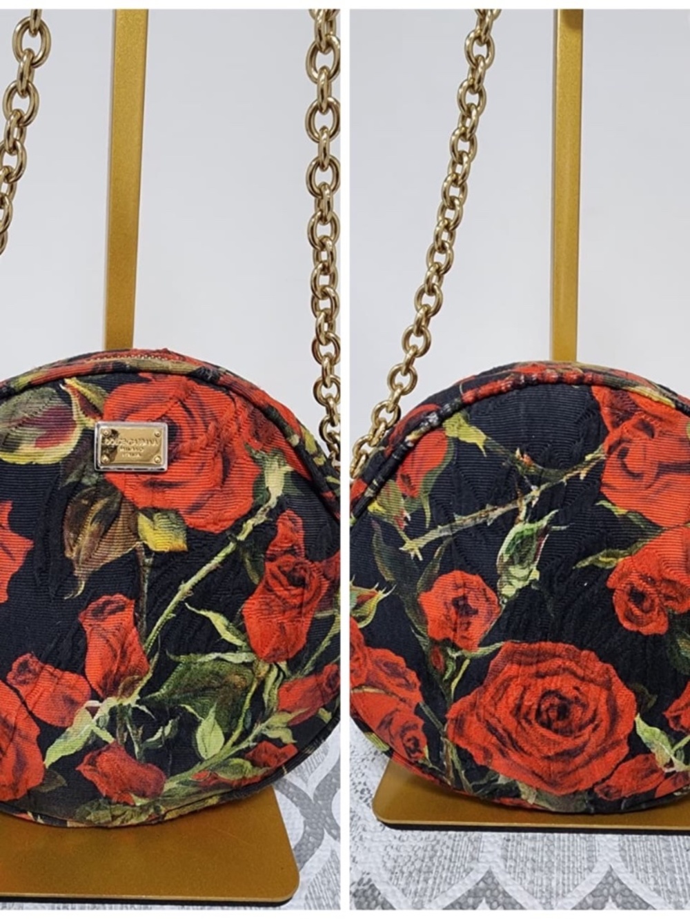 Authentic Dolce & Gabbana Floral Print Fabric Miss Glam Round Shoulder Bag Multi - Picture 11 of 12